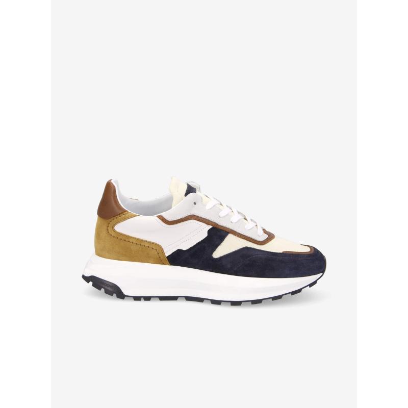 FIRE RUNNER - SUEDE/NAPPA - AZUL/COGNAC
