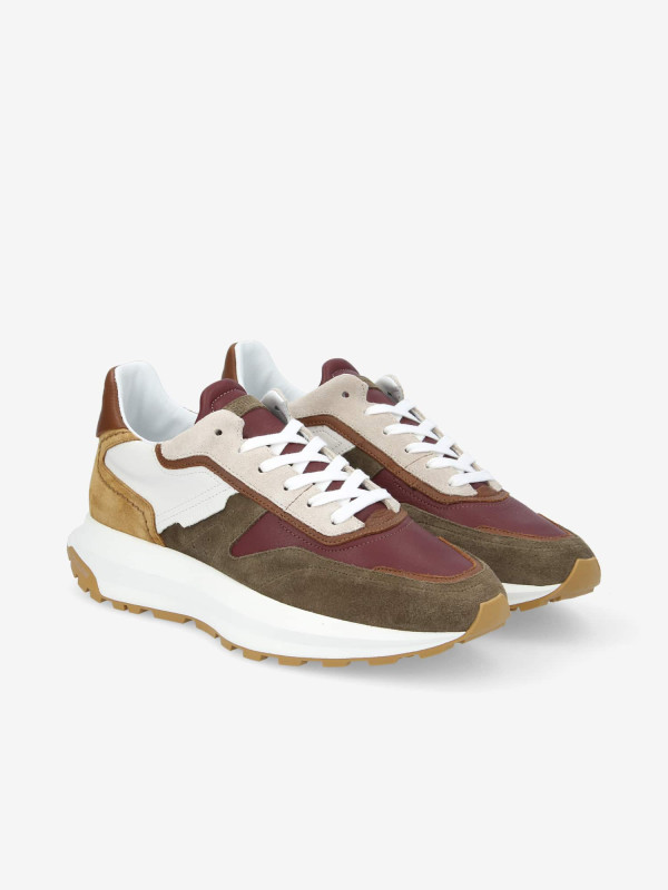 FIRE RUNNER - SUEDE/NAPPA - FORET/BORDO