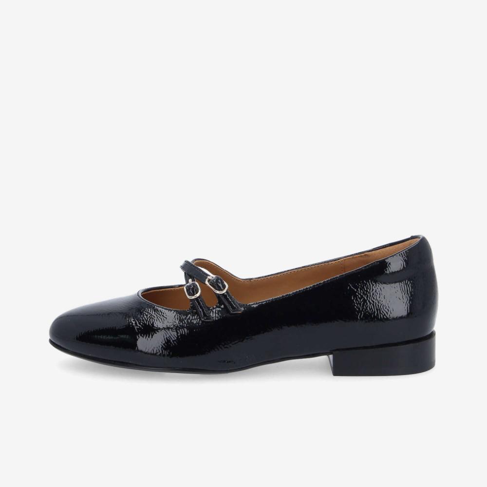 FLORA BALLERINA W - WRINKLED PATENT - BLACK FLORA BALLERINA W - WRINKLED PATENT - BLACK