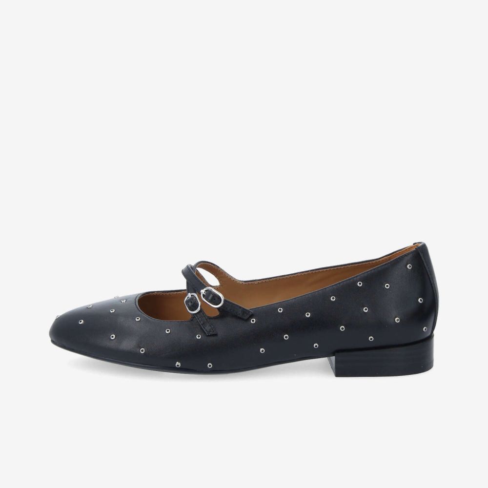FLORA BALLERINA W - NAPPA/STUDS - BLACK/SILVER FLORA BALLERINA W - NAPPA/STUDS - BLACK/SILVER