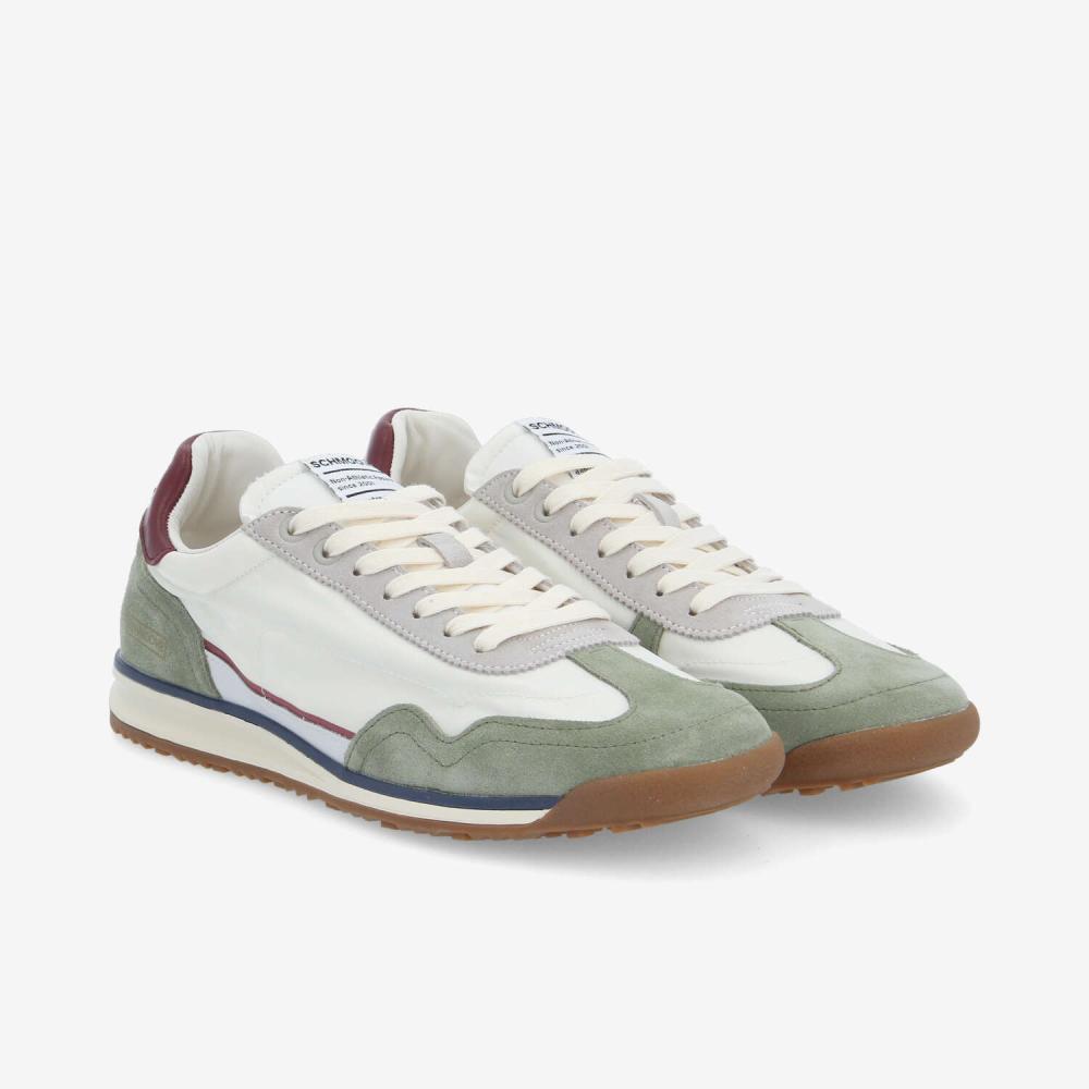 CAMDEN SNEAKER M - NYLON/SUEDE/NAP - BLANC CASSÉ/VERT/BORDEAUX