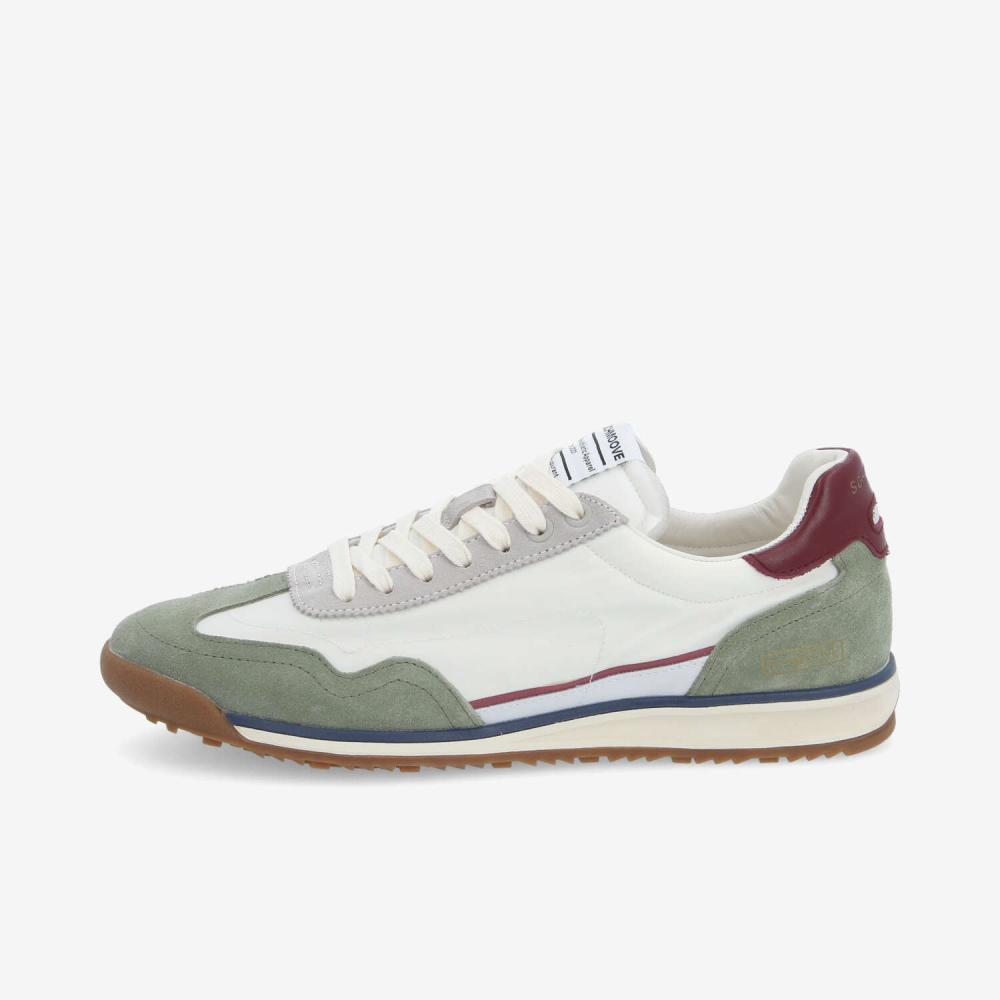 CAMDEN SNEAKER M - NYLON/SUEDE/NAP - OFF WHITE/GREEN/BURGUNDY