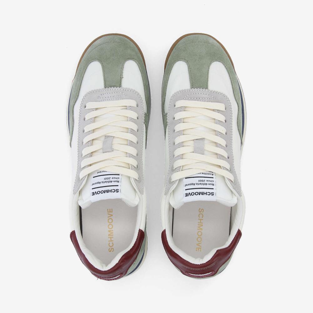 CAMDEN SNEAKER M - NYLON/SUEDE/NAP - BLANC CASSÉ/VERT/BORDEAUX