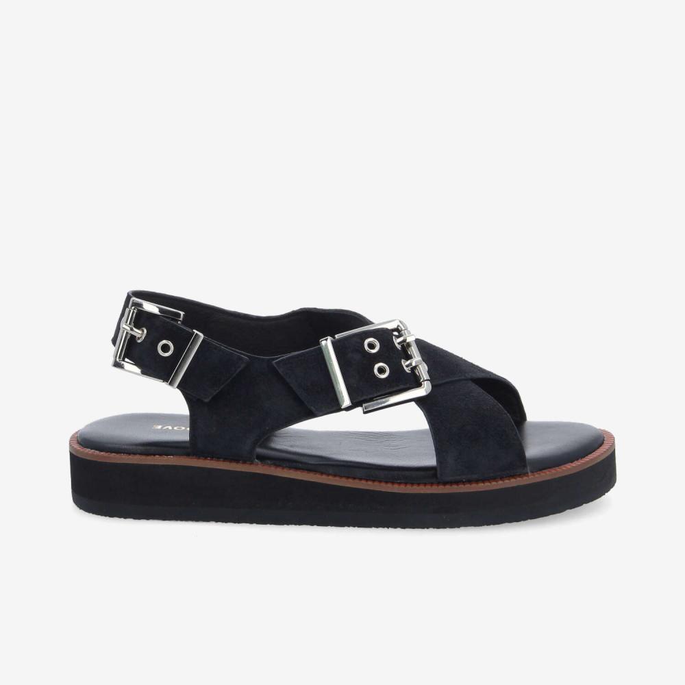 SIGUI CROSS SANDAL W - SUEDE - BLACK