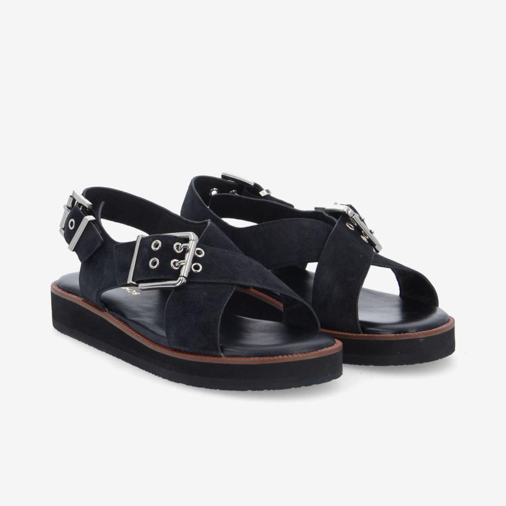 SIGUI CROSS SANDAL W - SUEDE - NOIR