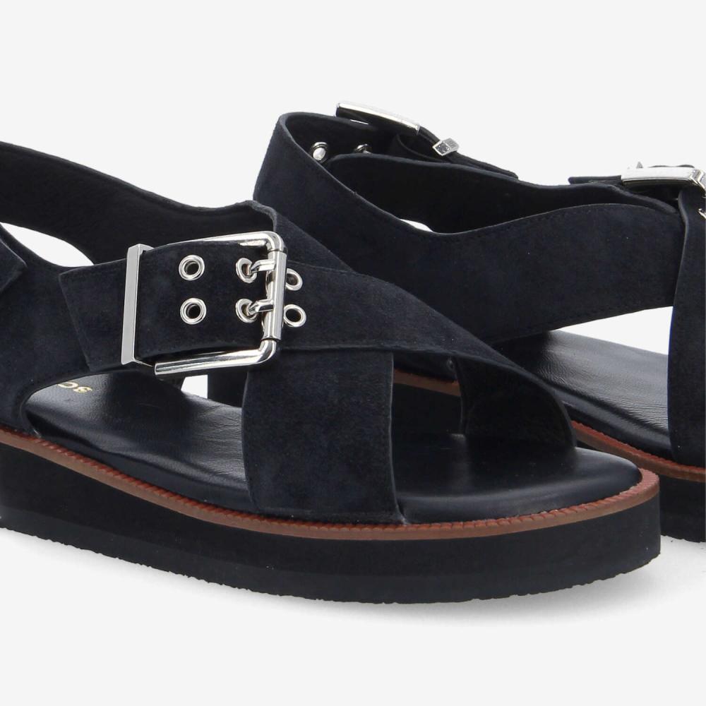 SIGUI CROSS SANDAL W - SUEDE - BLACK