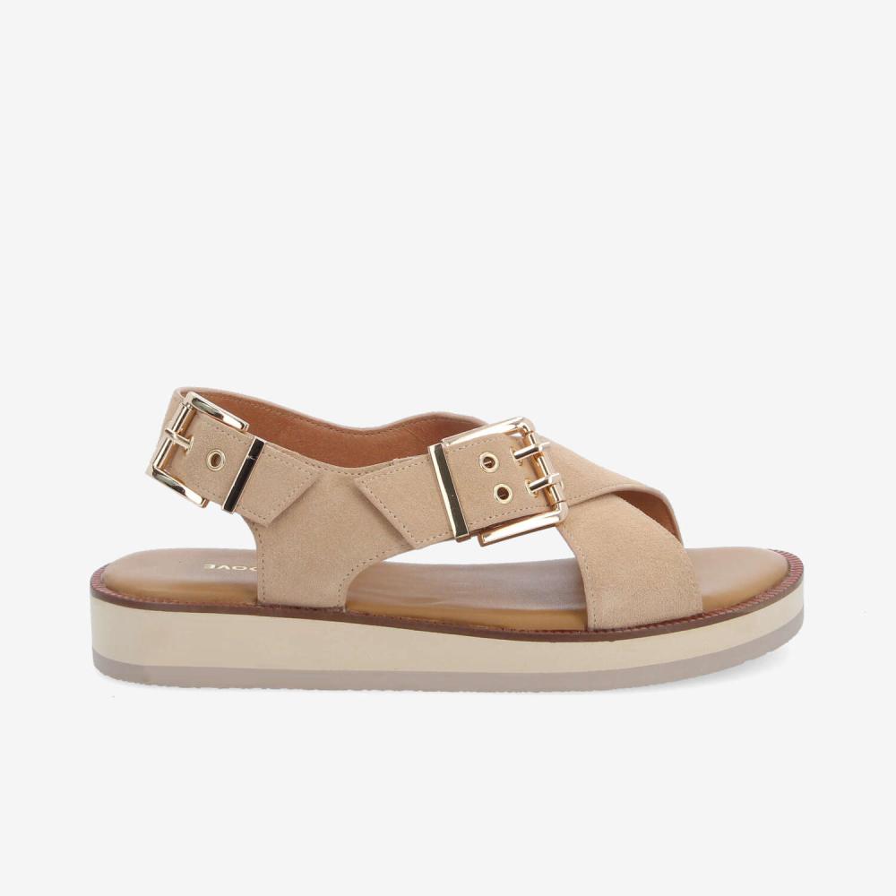 SIGUI CROSS SANDAL W - SUEDE - BEIGE