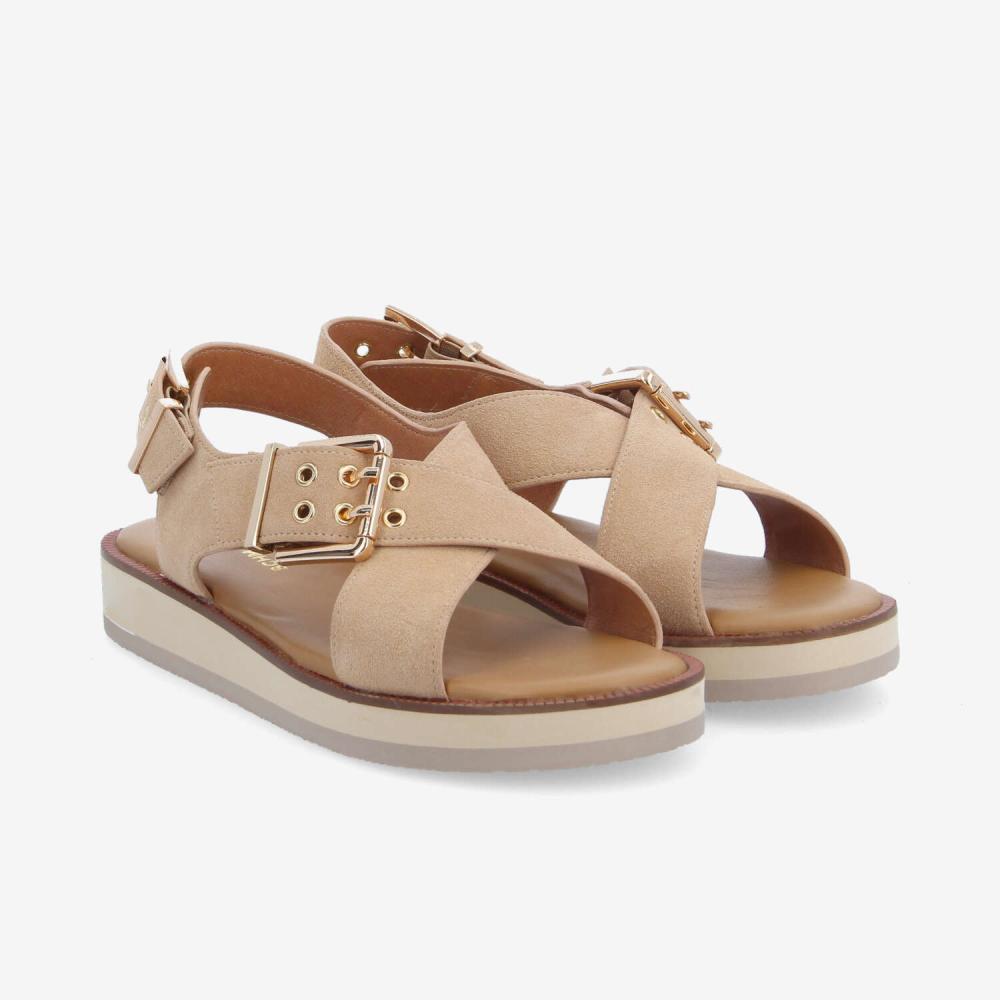 SIGUI CROSS SANDAL W - SUEDE - BEIGE