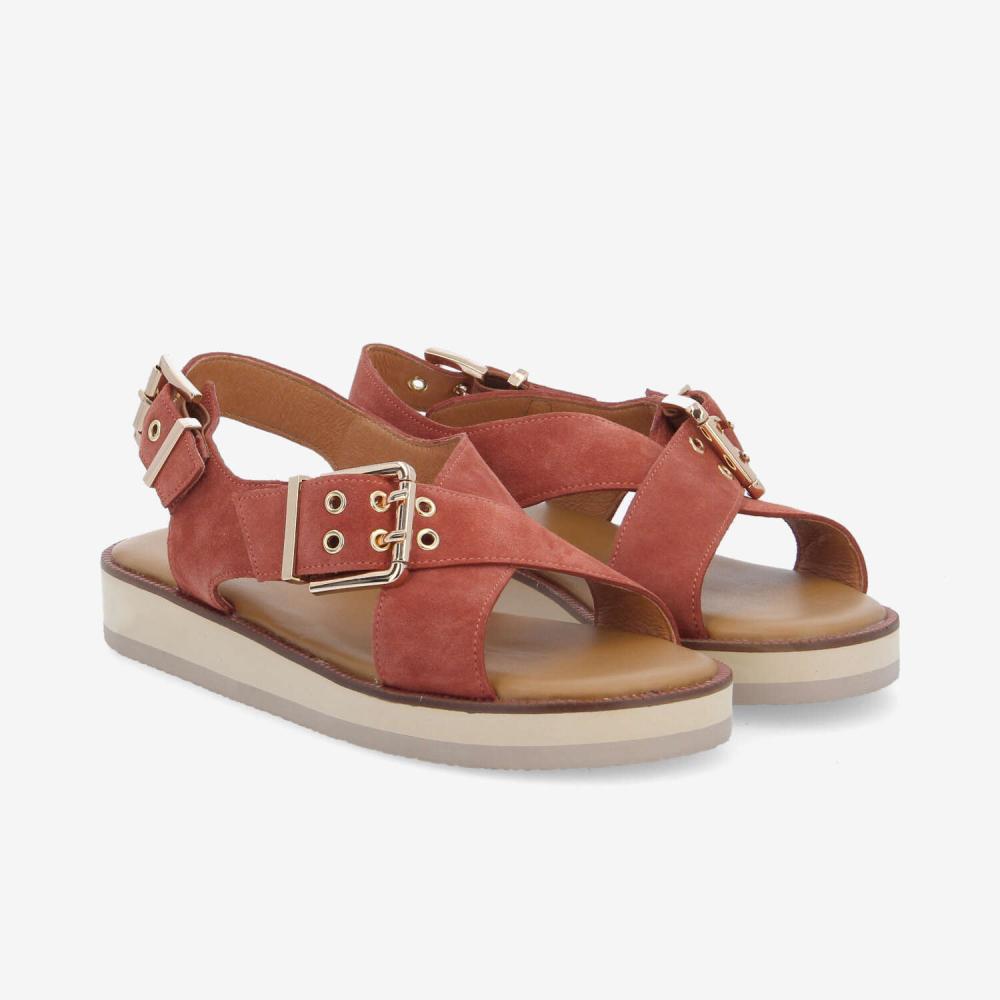 SIGUI CROSS SANDAL W - SUEDE - MARRON