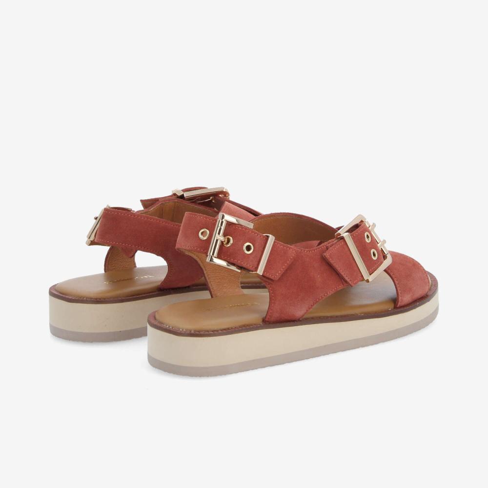SIGUI CROSS SANDAL W - SUEDE - MARRON
