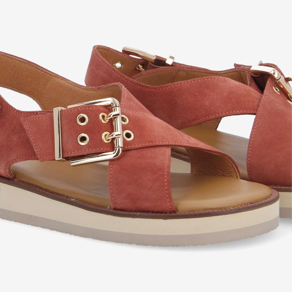 SIGUI CROSS SANDAL W - SUEDE - MARRON