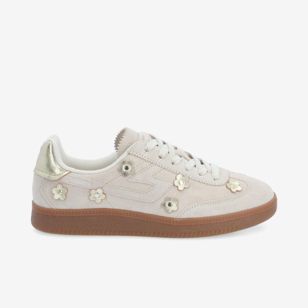 SHEFFIELD FLOWER W - SUEDE/FLOWER - OFF WHITE/GOLD