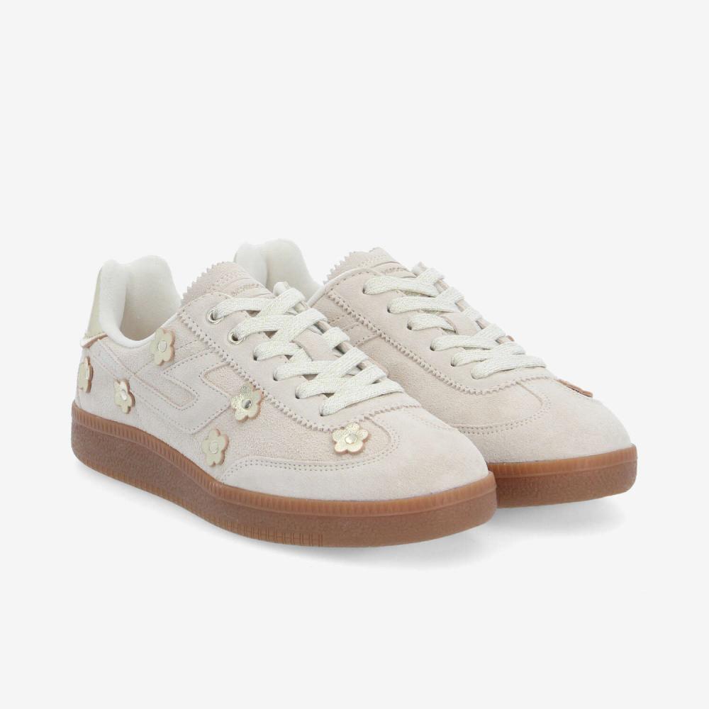 SHEFFIELD FLOWER W - SUEDE/FLOWER - OFF WHITE/GOLD