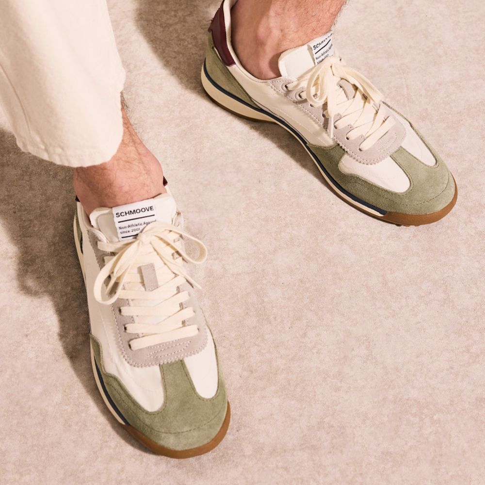 CAMDEN SNEAKER M - NYLON/SUEDE/NAP - OFF WHITE/GREEN/BURGUNDY