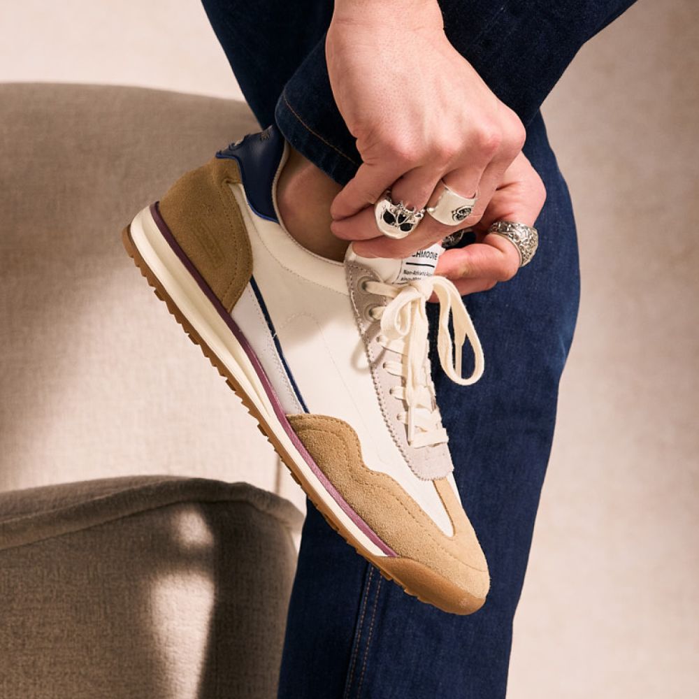 CAMDEN SNEAKER M - NYLON/SUEDE/NAP - BLANC CASSÉ/CAMEL/BLEU MARINE