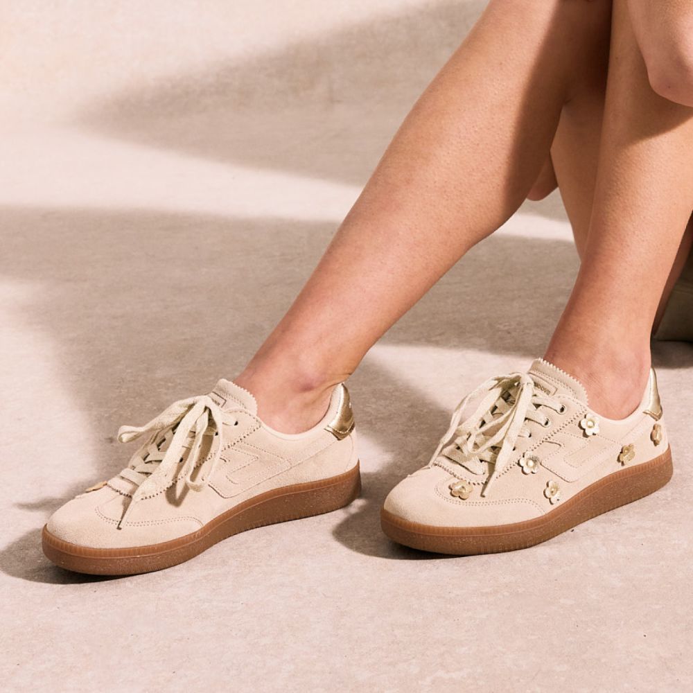 SHEFFIELD FLOWER W - SUEDE/FLOWER - BLANC CASSÉ/OR