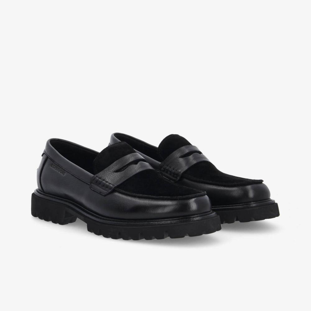 JOHNNY LOAFER M - GRAIN LTR/SUEDE - BLACK