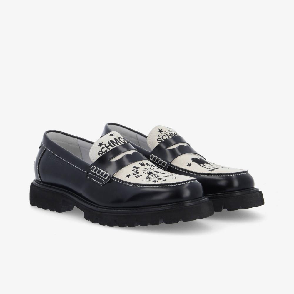 JOHNNY LOAFER M - POLIDO/SUEDE - BLACK/WHITE