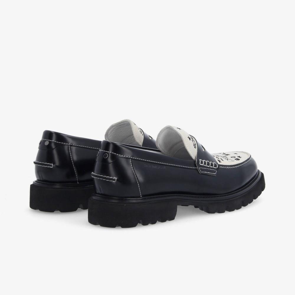 JOHNNY LOAFER M - POLIDO/SUEDE - NOIR/BLANC