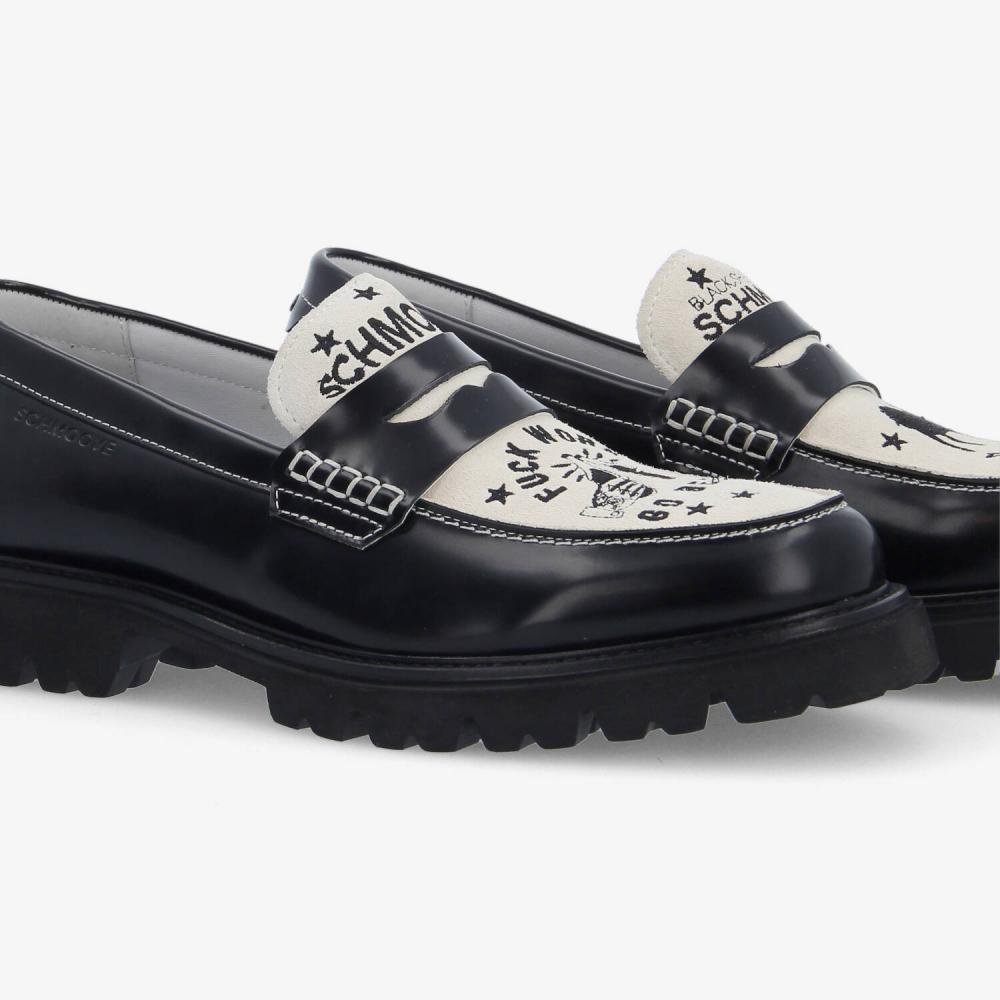 JOHNNY LOAFER M - POLIDO/SUEDE - NOIR/BLANC