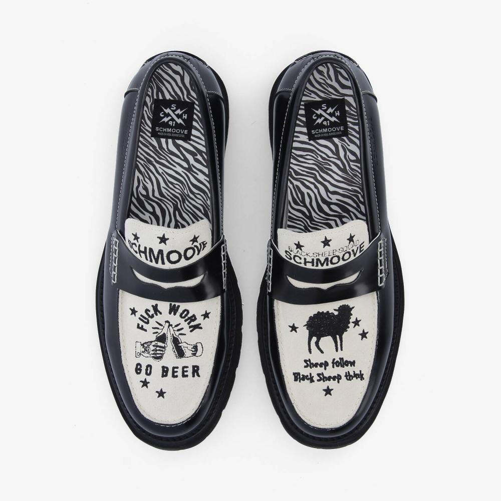 JOHNNY LOAFER M - POLIDO/SUEDE - NOIR/BLANC