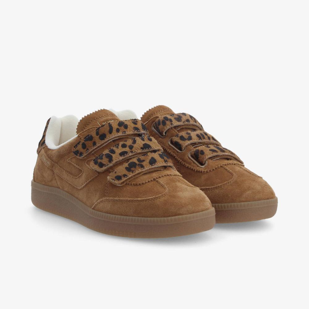 SHEFFIELD STRAPS W - SUEDE/PONY LEO - MARRON