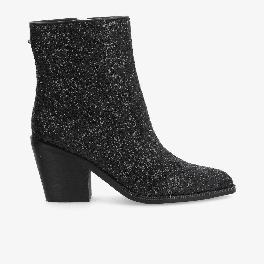 LEONIE ZIP BOOTS W - GLITTER - BLACK