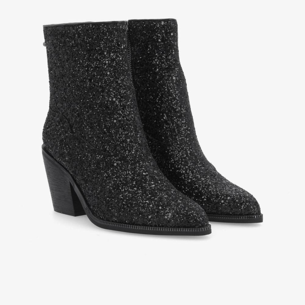 LEONIE ZIP BOOTS W - GLITTER - BLACK