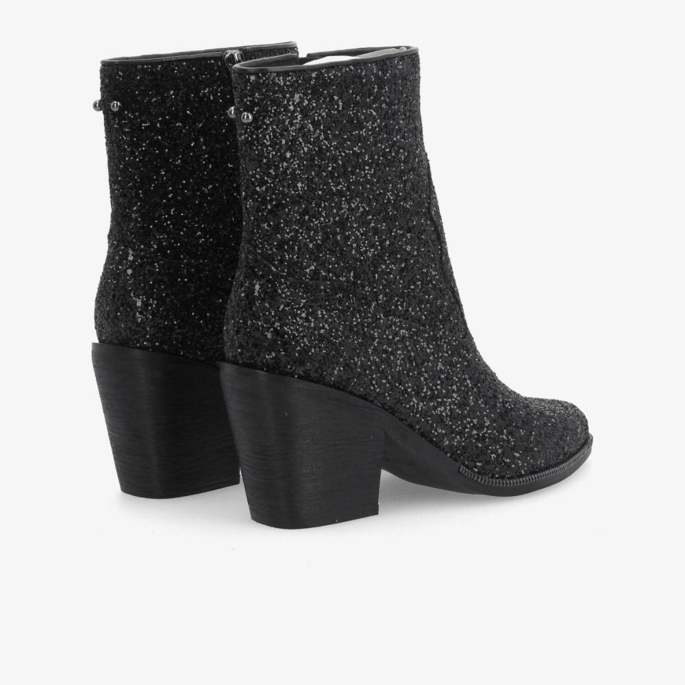 LEONIE ZIP BOOTS W - GLITTER - NOIR