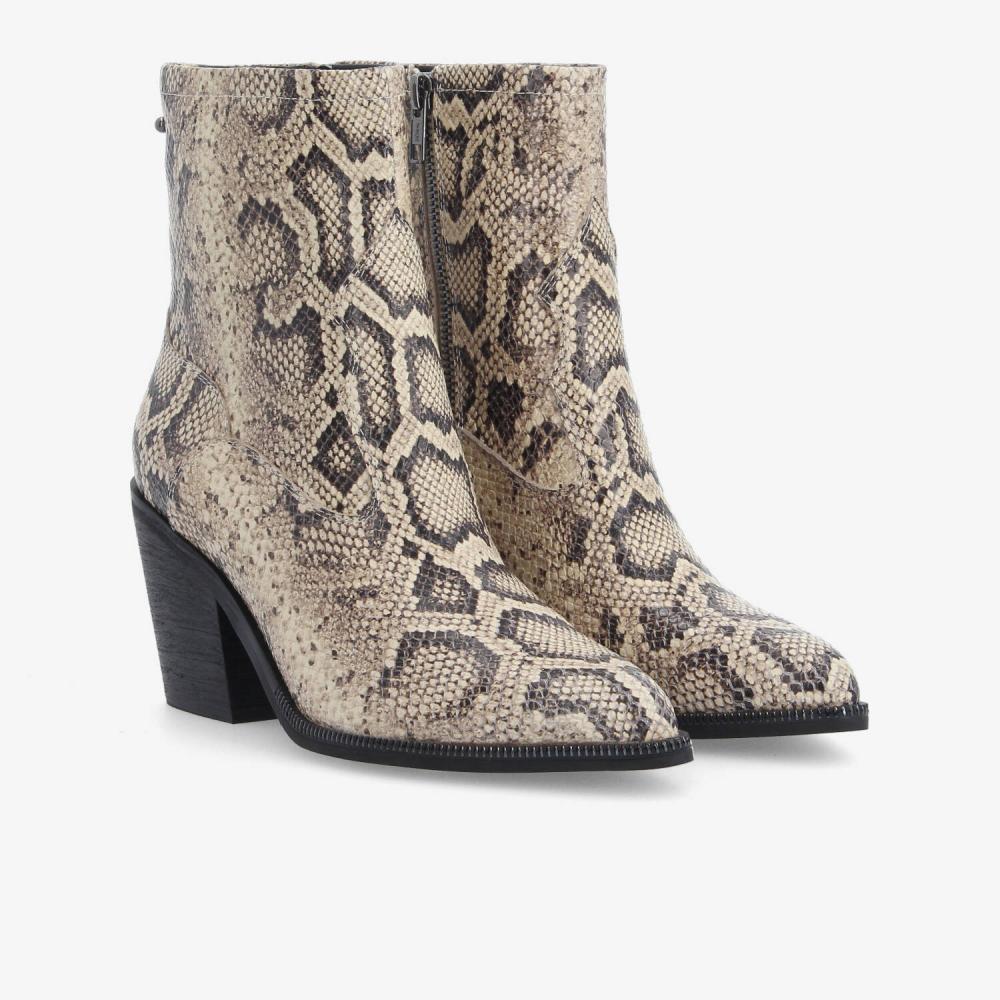 LEONIE ZIP BOOTS W - PRINT PYTHON - BEIGE
