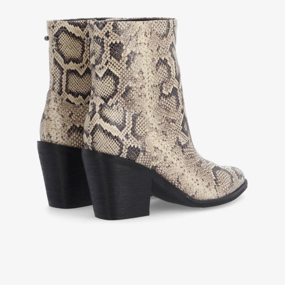 LEONIE ZIP BOOTS W - PRINT PYTHON - BEIGE
