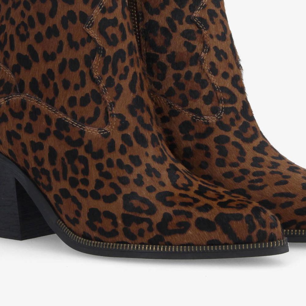LEONIE ZIP BOOTS W - PONY LEO - BROWN