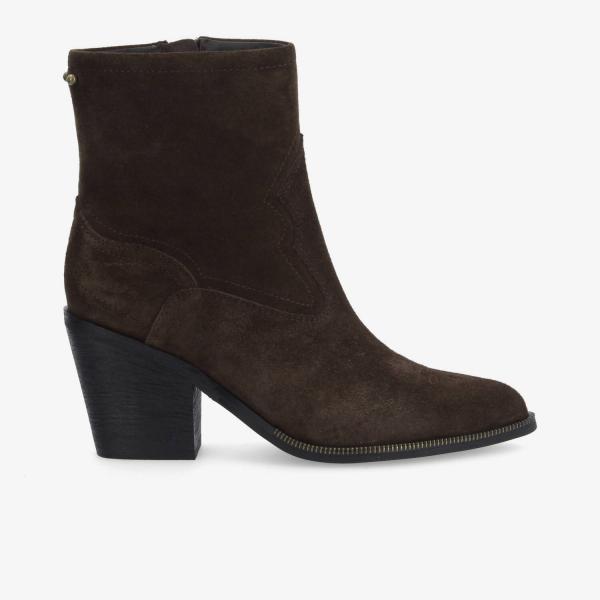 LEONIE ZIP BOOTS W - SUEDE - MARRON FONCÉ