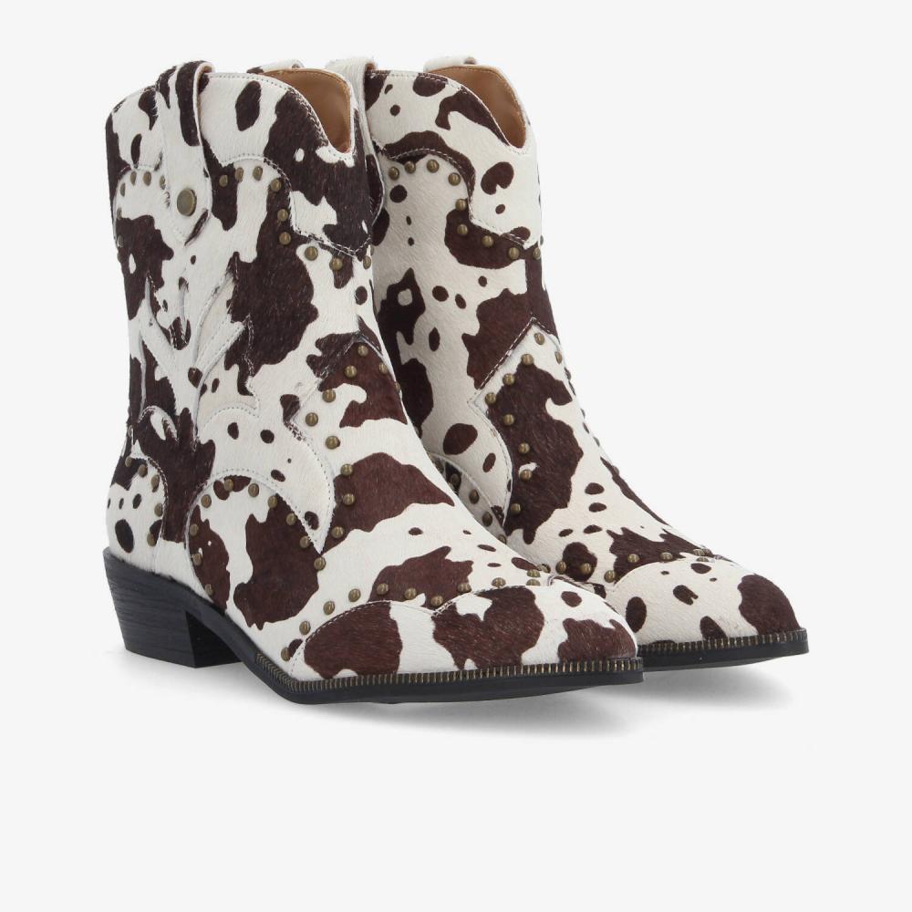 MAIA BOOTS W - PONY COW - BROWN/WHITE