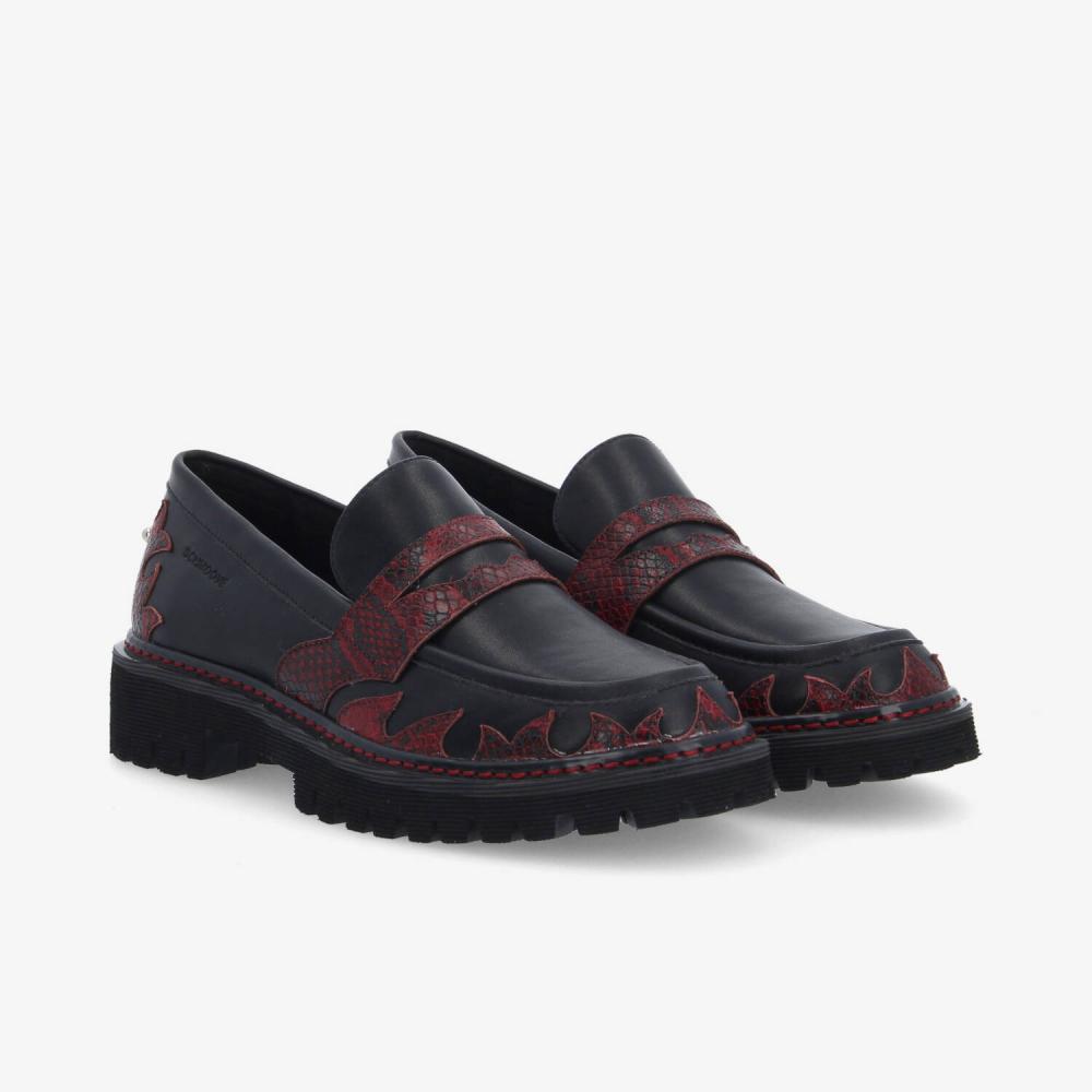 MYSEN LFER FLAMES W - NAPPA/P.PYTHON - NOIR