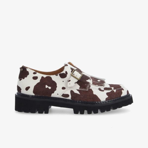 MYSEN PLT BUCKLE W - PONY COW - BLANC/MARRON