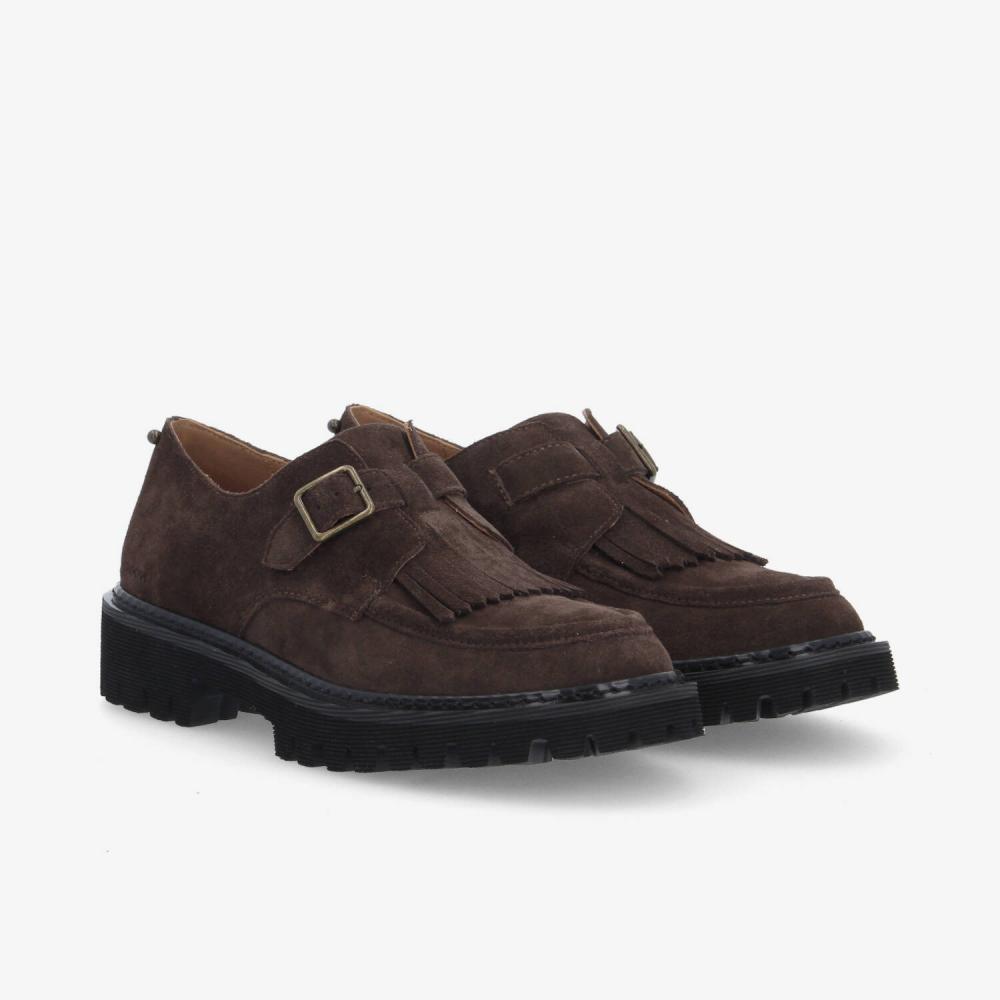 MYSEN PLT BUCKLE W - SUEDE - MARRON