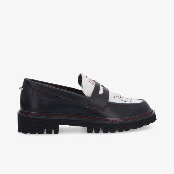 MYSEN LOAFER W - NAPPA/SUEDE - NOIR/BLANC