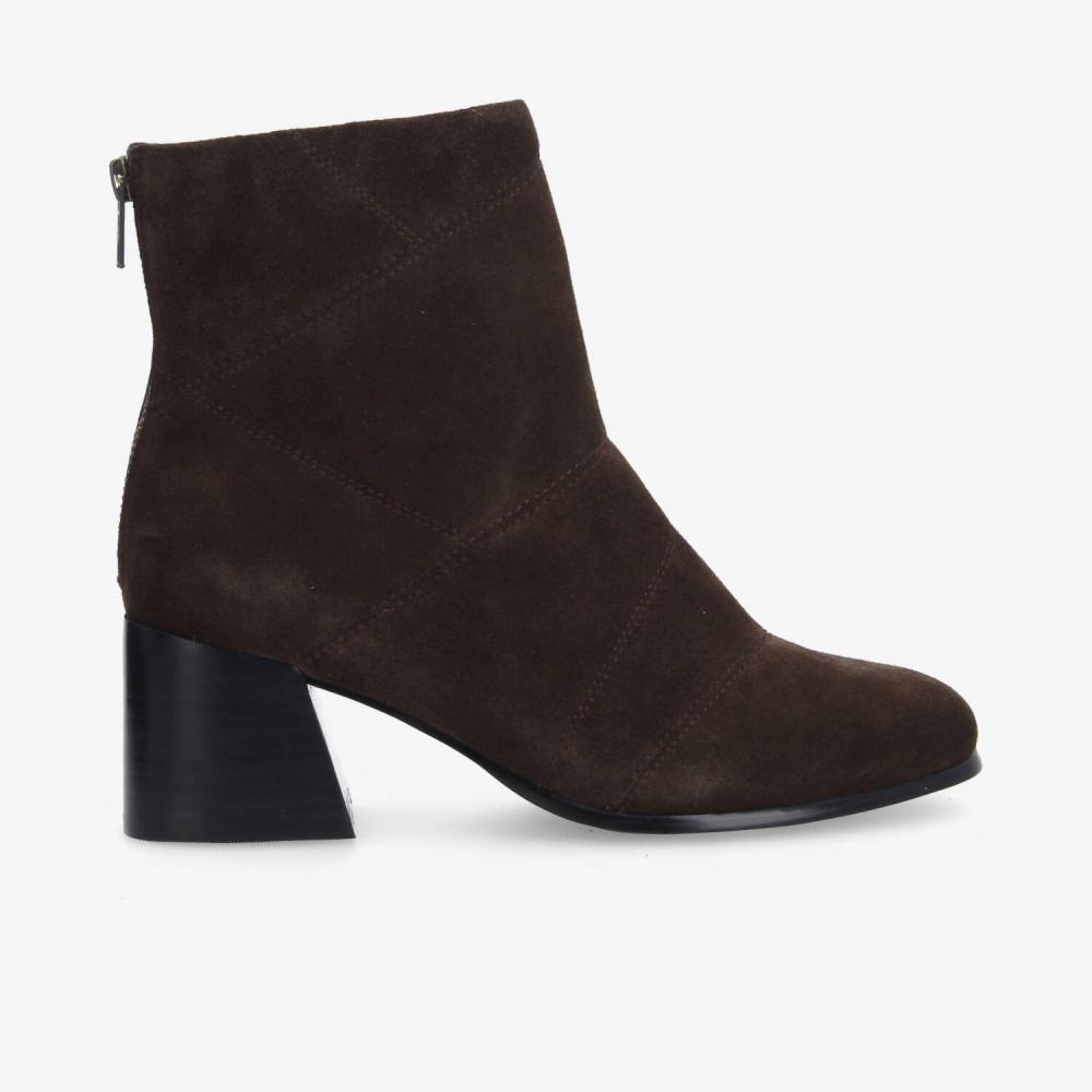 SKARA PATCH BOOTS W - COW SUEDE - DARK BROWN