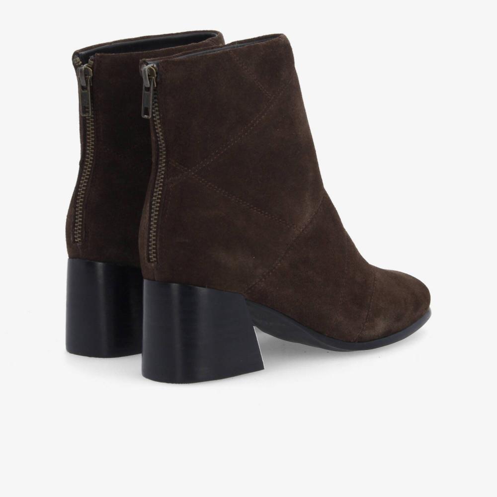 SKARA PATCH BOOTS W - COW SUEDE - DARK BROWN