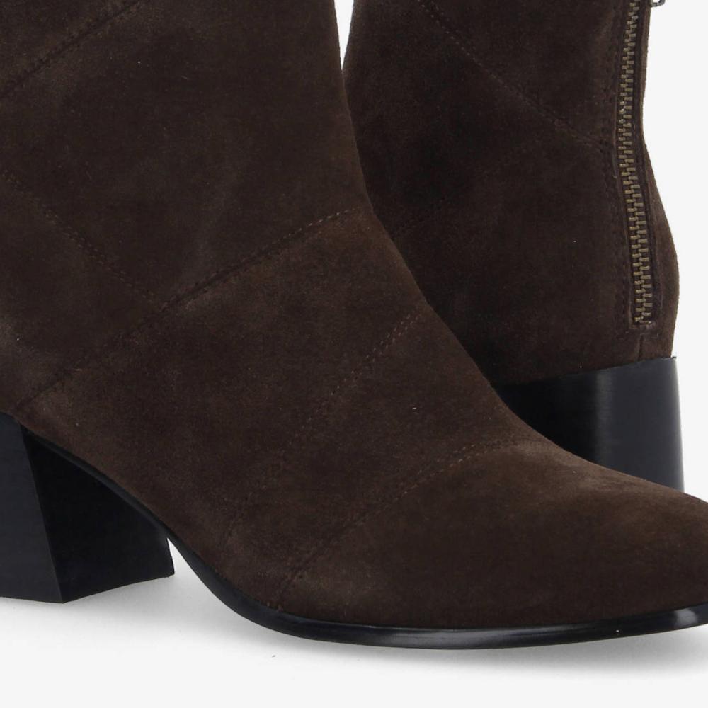 SKARA PATCH BOOTS W - COW SUEDE - DARK BROWN